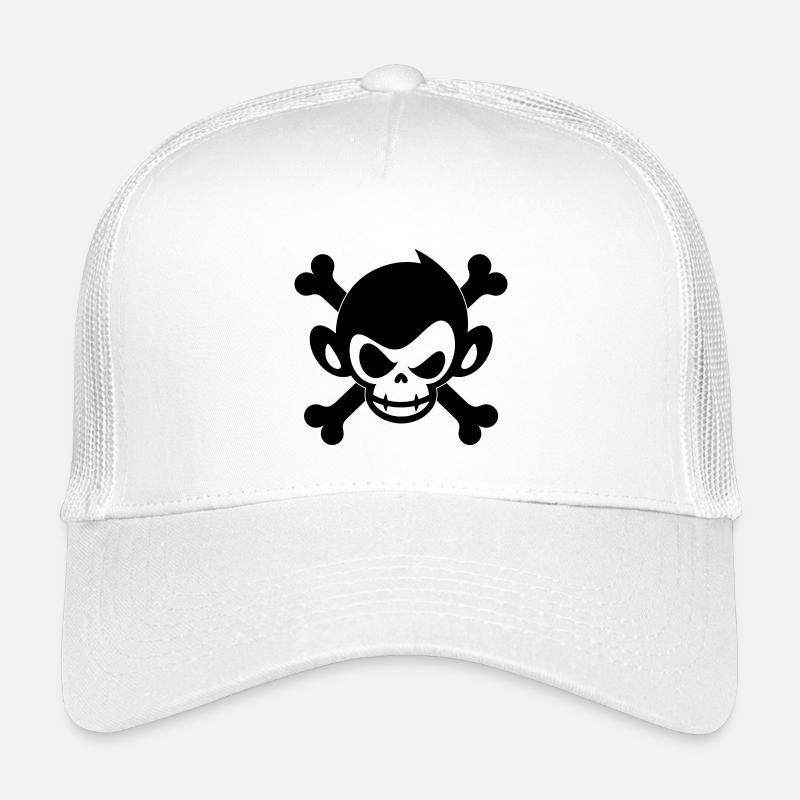 Totenkopf Affe Pirat Symbol - Kinder Trucker-Cap - Weiß