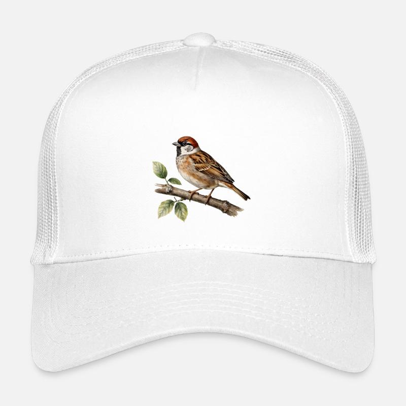 Spatzenfink, Vogel auf botanischem Zweig - Kinder Trucker-Cap - Weiß