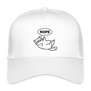 Cat Middle Finger Nope Outline - Kids’ Trucker Cap - white - Front