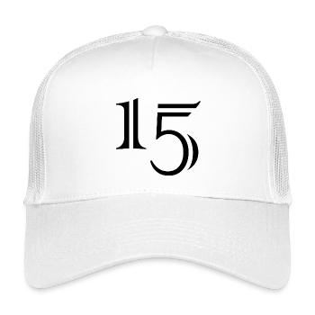 15. 15 YEARS. 15th ANNIVERSARY. 15 YEAR ANNIVERSARY. - Kids’ Trucker Cap - white - Front