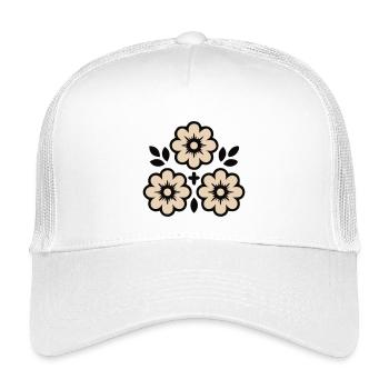 Folklore Blumen Blüten Tracht - Kinder Trucker-Cap - Weiß - Vorne