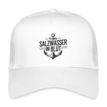 Salzwasser im Blut: Anker-Logo - Kinder Trucker-Cap - Weiß - Vorne