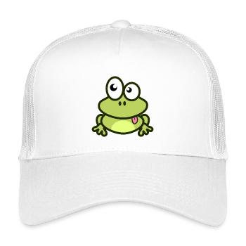 Funny frog in green and comic style - Kids’ Trucker Cap - white - Front