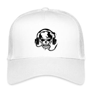 Totenschädel mit Kopfhörer und Kopfhörer Kabel - Kinder Trucker-Cap - Weiß - Vorne