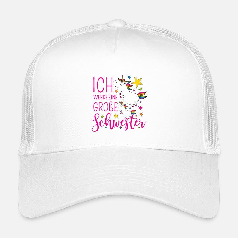 Große Schwester Einhorn Einhörner pink Sterne bunt - Kinder Trucker-Cap - Weiß