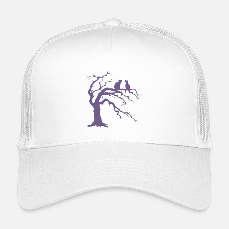 Toter baum mit 2 Katzen Silhouette - Kinder Trucker-Cap - Weiß