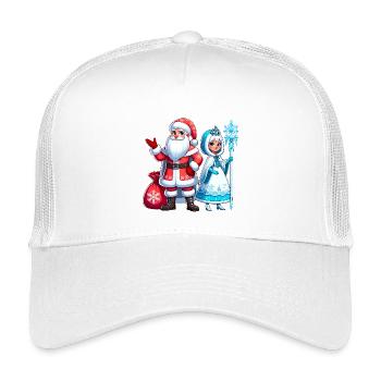 Ded Moroz Snegurotschka russischer Weihnachtsmann - Kinder Trucker-Cap - Weiß - Vorne