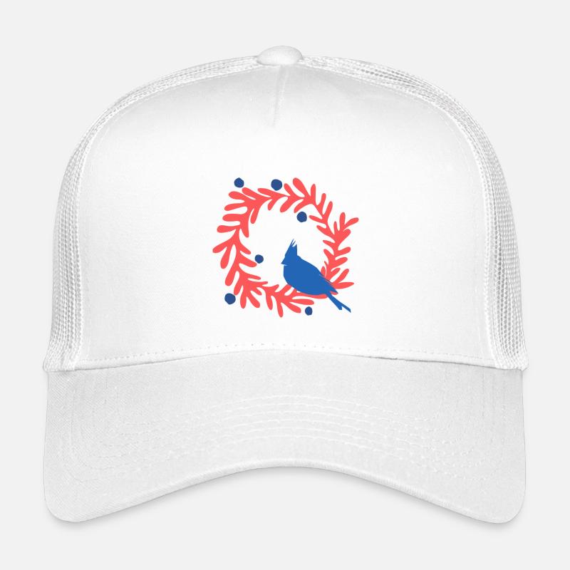 Christmas image, blue bird on red wreath Kids’ Trucker Cap