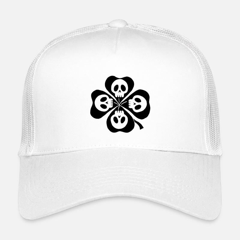 Totenköpfe und schwarzes vierblättriges Kleeblatt Kinder Trucker-Cap