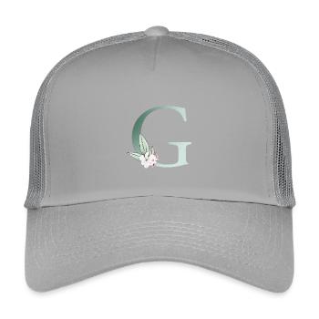G Monogram, Floral, Personnalisable - Casquette trucker enfant - gris clair - Devant