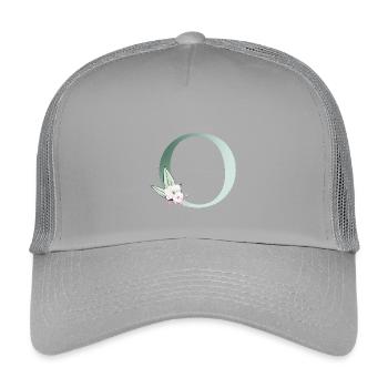 o Monogramme, Floral, Personnalisable - Casquette trucker enfant - gris clair - Devant