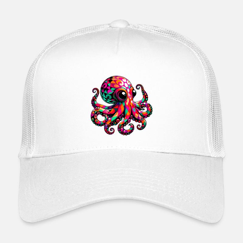 Krake - Kinder Trucker-Cap - Weiß