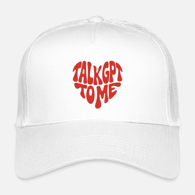 Sprich mit GPT zu mir - Herzform - 70er Jahre Design - Kinder Trucker-Cap - Weiß