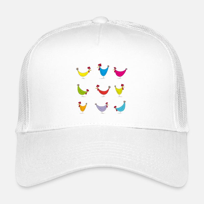Colorful Chickens Cheerful Pattern - Kids’ Trucker Cap - white