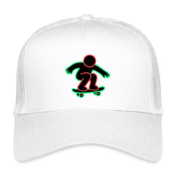 Neon Skateboarder Line Art - Kids’ Trucker Cap - white - Front