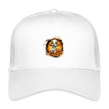 Dog Pumpkin Halloween Motif - Kids’ Trucker Cap - white - Front