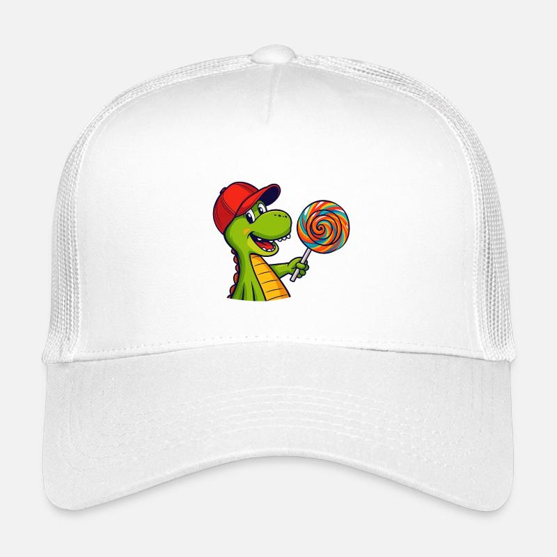 Bunter_Dinosaur_mit_Lutscher - Kinder Trucker-Cap - Weiß