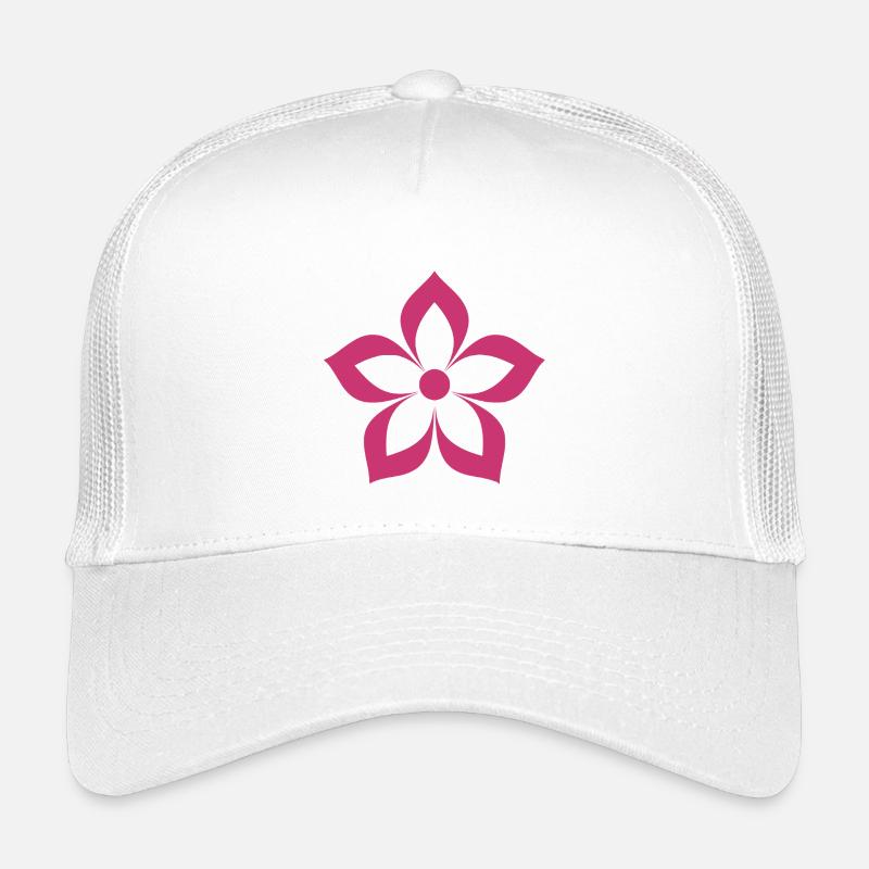 Blume magentafarben, pink - Kinder Trucker-Cap - Weiß