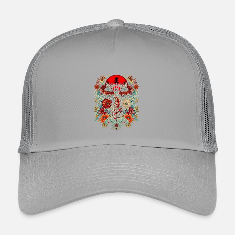 Dragon et fleurs autour du soleil Casquette trucker enfant