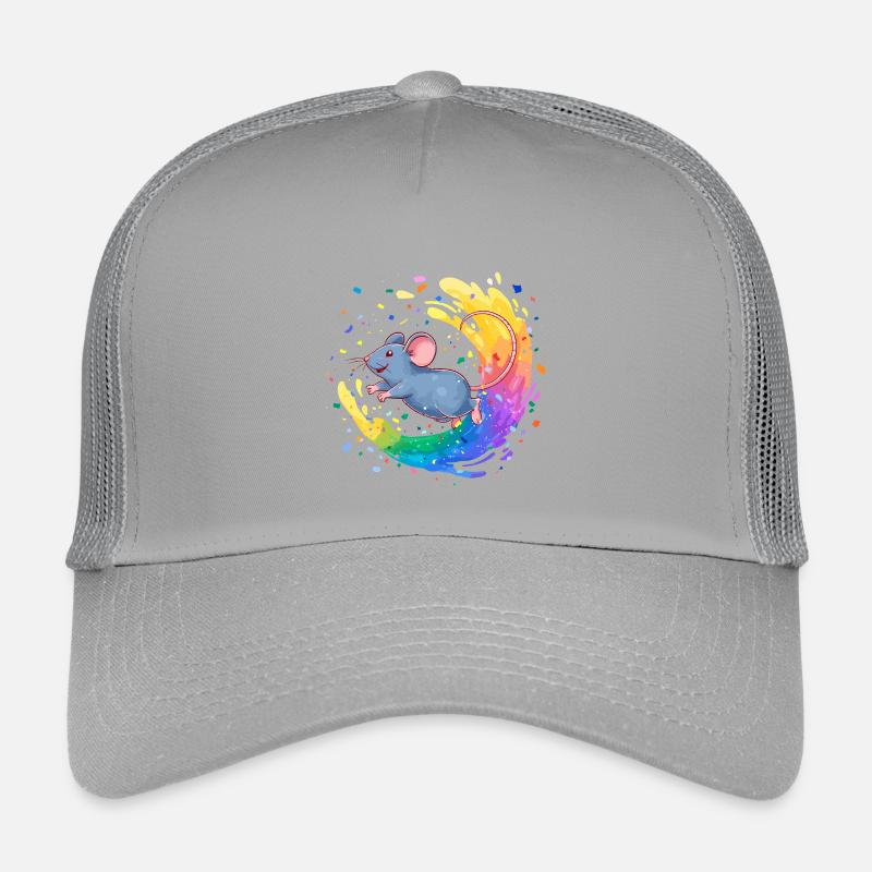 Souris colorée dans un tourbillon de couleurs Casquette trucker enfant