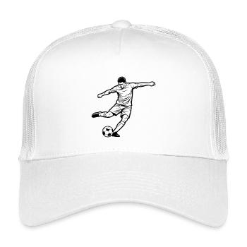 Fußball Spieler Schuss Torjäger Vektor - Kinder Trucker-Cap - Weiß - Vorne