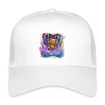 Neonwald-Teddybär auf Schaukel - Kinder Trucker-Cap - Weiß - Vorne