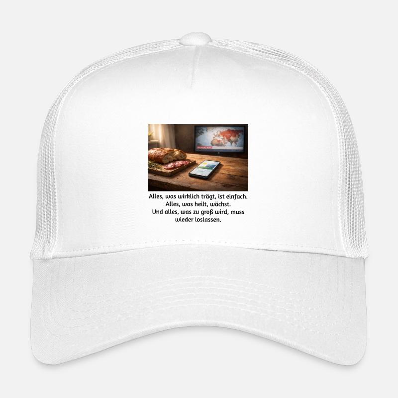 Alles, was wirklich trägt, ist einfach.  - Kinder Trucker-Cap - Weiß
