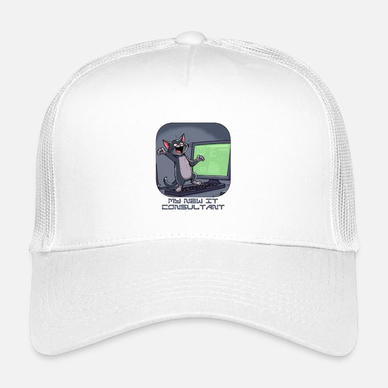 IT cat at the computer Kids’ Trucker Cap