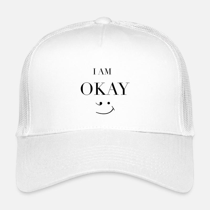 I Am Okay – Minimal Smile Statement Design Kinder Trucker-Cap