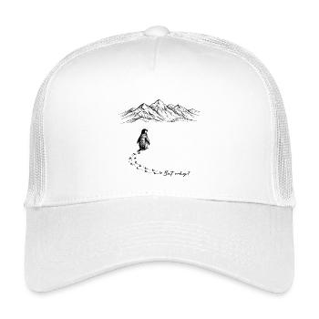 But why? Pinguin Meme Fußspuren Doodle Gekritzel - Kinder Trucker-Cap - Weiß - Vorne