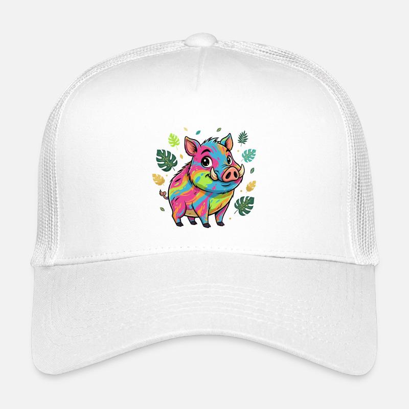 Regenbogen Schwein mit Herbstlaub Kinder Trucker-Cap