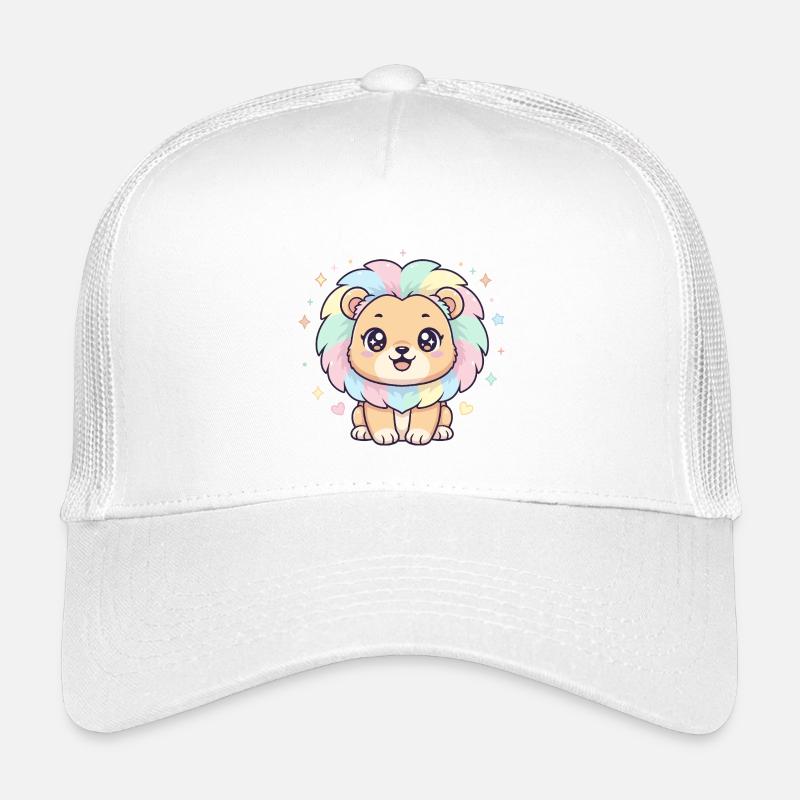 Lion pastel avec crinière arc-en-ciel Casquette trucker enfant