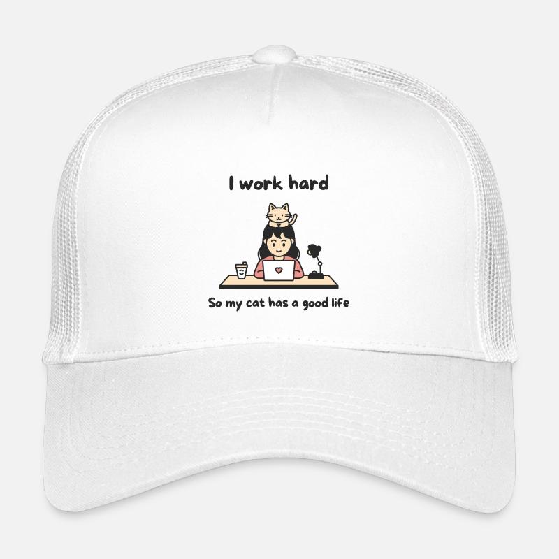 Desk Cat Hustle - Kids’ Trucker Cap - white