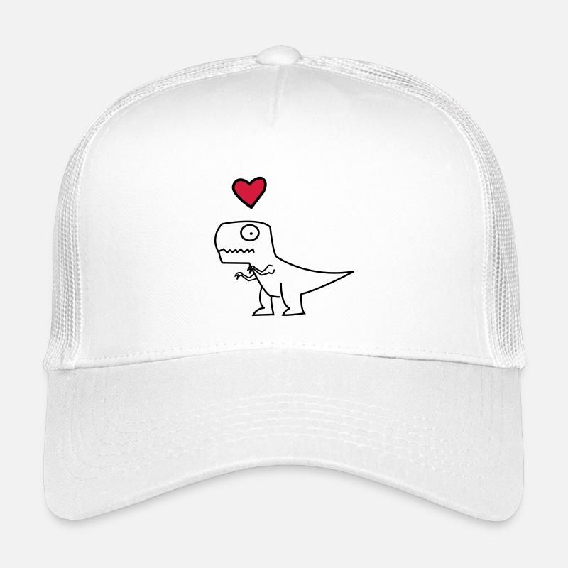 Dino Herz auf Schwarz Kinder Trucker-Cap