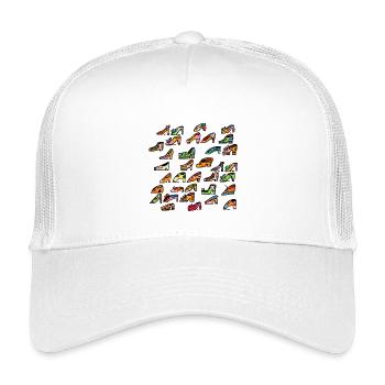 Bunte Schuhvielfalt Muster - Kinder Trucker-Cap - Weiß - Vorne