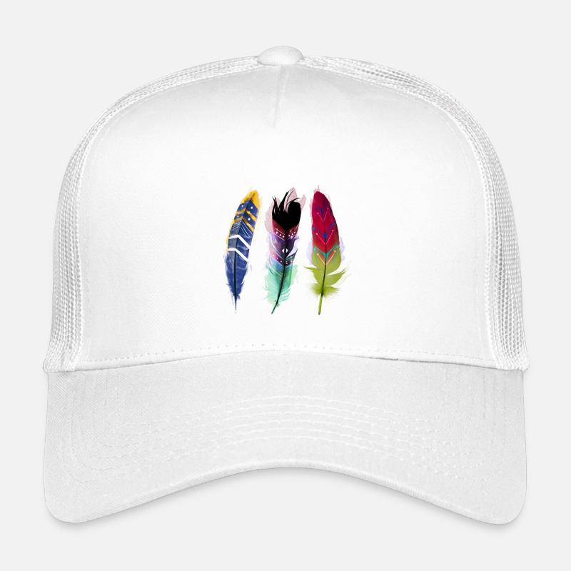 Bunte Federkunst Trio - Kinder Trucker-Cap - Weiß