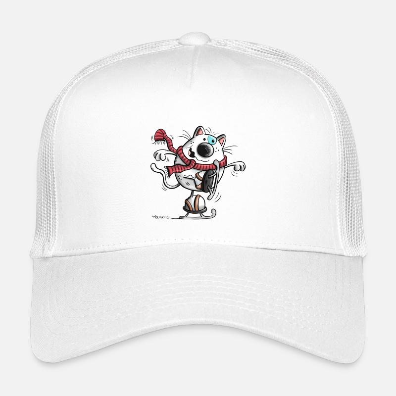 Cat running ice skates Kids’ Trucker Cap