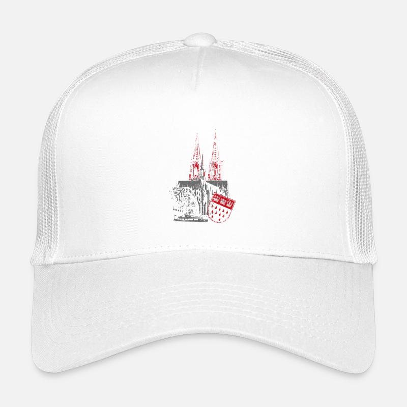 Köln Aufdruck Rot / Grau - Kinder Trucker-Cap - Weiß