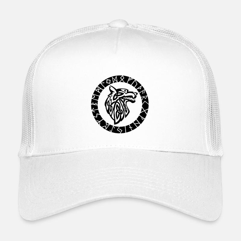 Wikinger-Emblem des schwarzen Wolfes - Kinder Trucker-Cap - Weiß