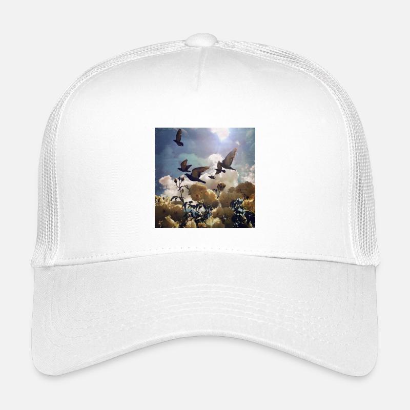 Vogelzug über Rosenblüten - Kinder Trucker-Cap - Weiß