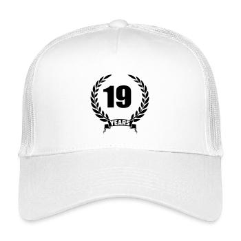 Lauwerkrans 19 Jahre mit Note und Bannerjahr - Kinder Trucker-Cap - Weiß - Vorne