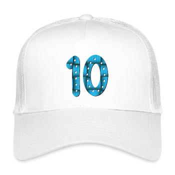 Number 10 - TEN - 10th birthday - Kids’ Trucker Cap - white - Front