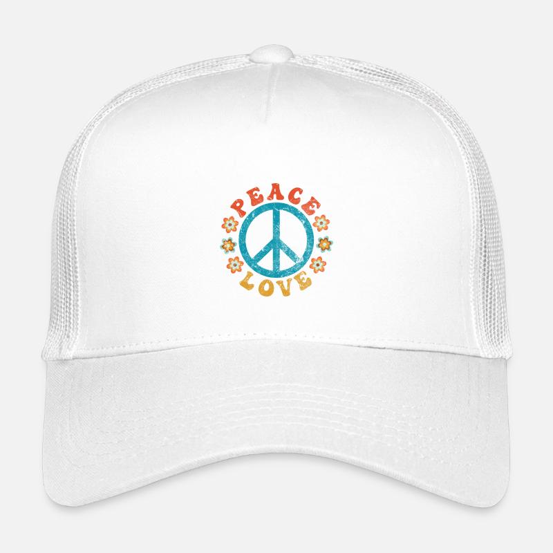 Peace & Love - Signe de paix hippie avec des fleurs Casquette trucker enfant
