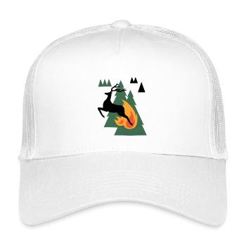 Bear by Campfire in Pines - Kids’ Trucker Cap - white - Front
