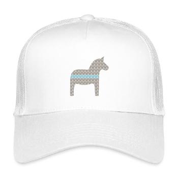 Dala cheval tricot motif Noël scandinave - Casquette trucker enfant - blanc - Devant