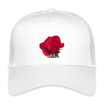 Rose rouge - Aquarelle - Casquette trucker enfant - blanc - Devant