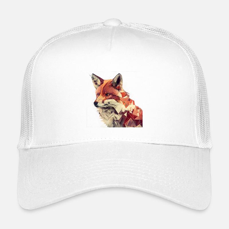 Fuchs - Geometrisches Tier Print - Kinder Trucker-Cap - Weiß