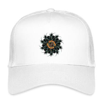 Ornement de mandala fait de plumes de coq dessinées - Casquette trucker enfant - blanc - Devant
