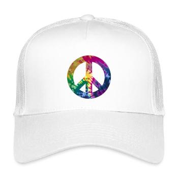 Groovy Tie Dye Peace Sign - Kids’ Trucker Cap - white - Front
