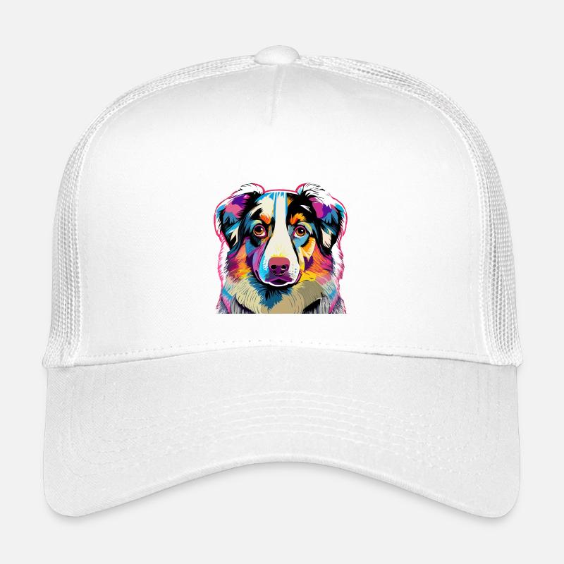 Colorful Australia Shepherd - Kids’ Trucker Cap - white